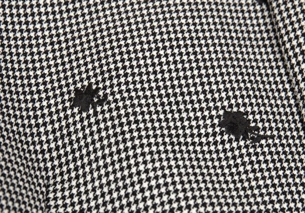 ブラック コムデギャルソンBLACK COMME des GARCONS 花柄刺繍ハウンドトゥースラウンドカラージャケット 白黒XS K-103074_009