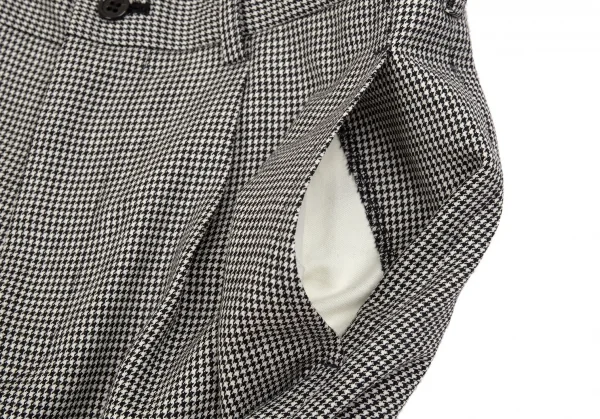 ブラック コムデギャルソンBLACK COMME des GARCONSウールハウンドトゥースラッププリーツスカート風パンツ 白黒M K-103075_010