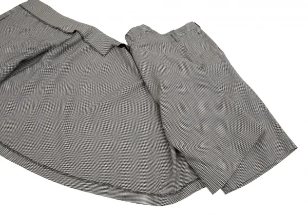 ブラック コムデギャルソンBLACK COMME des GARCONSウールハウンドトゥースラッププリーツスカート風パンツ 白黒M K-103075_012