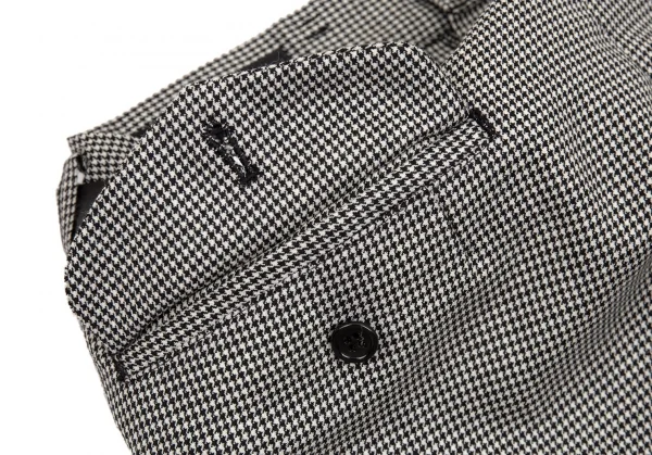 ブラック コムデギャルソンBLACK COMME des GARCONSウールハウンドトゥースラッププリーツスカート風パンツ 白黒M K-103075_015