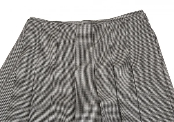 ブラック コムデギャルソンBLACK COMME des GARCONSウールハウンドトゥースラッププリーツスカート風パンツ 白黒M K-103075_003