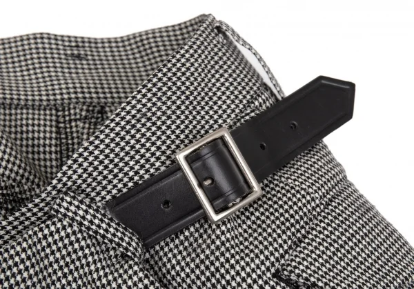 ブラック コムデギャルソンBLACK COMME des GARCONSウールハウンドトゥースラッププリーツスカート風パンツ 白黒M K-103075_004