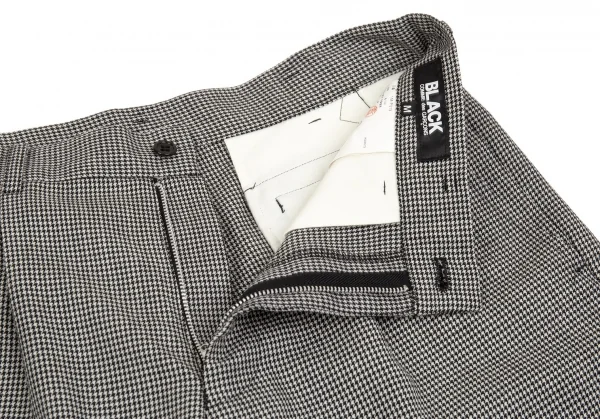 ブラック コムデギャルソンBLACK COMME des GARCONSウールハウンドトゥースラッププリーツスカート風パンツ 白黒M K-103075_009
