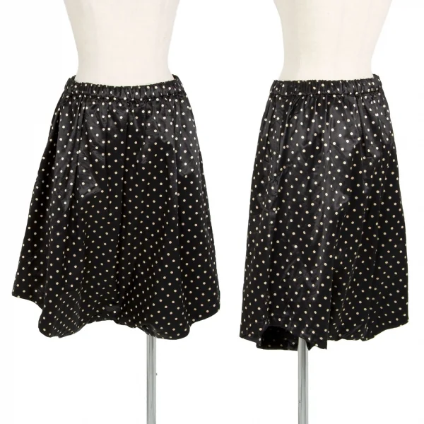 コムコム コムデギャルソンCOMME des GARCONS コットンレーヨンドットサルエルクロップドパンツ 黒クリームS K-103077_001