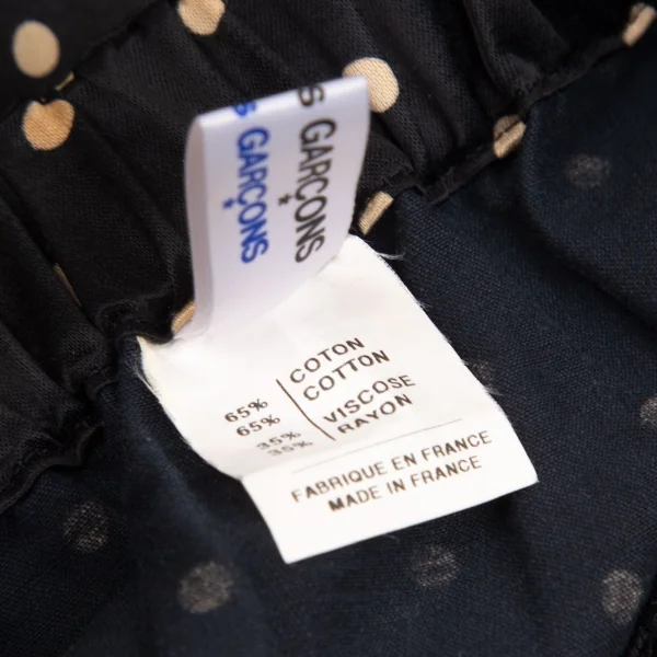 コムコム コムデギャルソンCOMME des GARCONS コットンレーヨンドットサルエルクロップドパンツ 黒クリームS K-103077_011