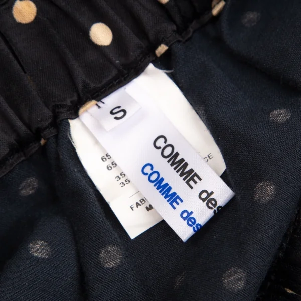 コムコム コムデギャルソンCOMME des GARCONS コットンレーヨンドットサルエルクロップドパンツ 黒クリームS K-103077_012