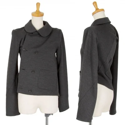 コムコム コムデギャルソンCOMME des GARCONS ウールラウンドカラー変形アシンメトリージャケット