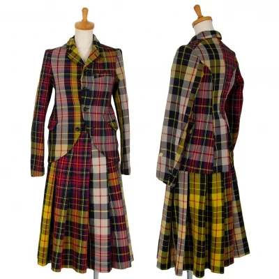 コムコム コムデギャルソンCOMME des GARCONS ポリシワ加工マドラスチェックセットアップスーツ マルチ