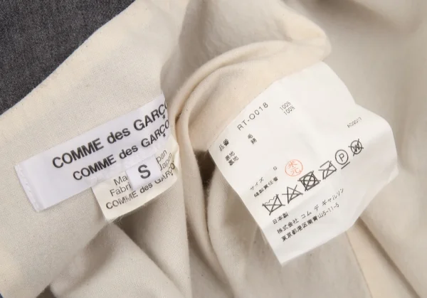 コムコム コムデギャルソンCOMME des GARCONS ウールウエストベルトラウンドカラー半袖ワンピース グレーS K-103104_014
