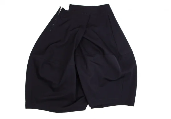 コムデギャルソンCOMME des GARCONS ウールギャバセンターカッティング裁ち切りハーフラップパンツ 紺S K-103114_011