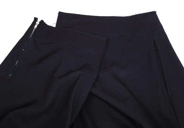 コムデギャルソンCOMME des GARCONS ウールギャバセンターカッティング裁ち切りハーフラップパンツ 紺S K-103114_012