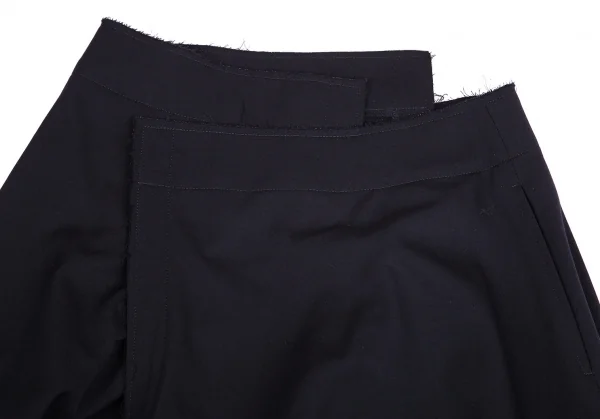 コムデギャルソンCOMME des GARCONS ウールギャバセンターカッティング裁ち切りハーフラップパンツ 紺S K-103114_003