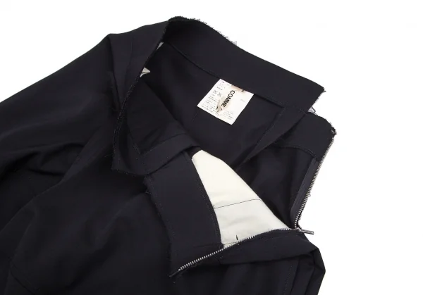 コムデギャルソンCOMME des GARCONS ウールギャバセンターカッティング裁ち切りハーフラップパンツ 紺S K-103114_005