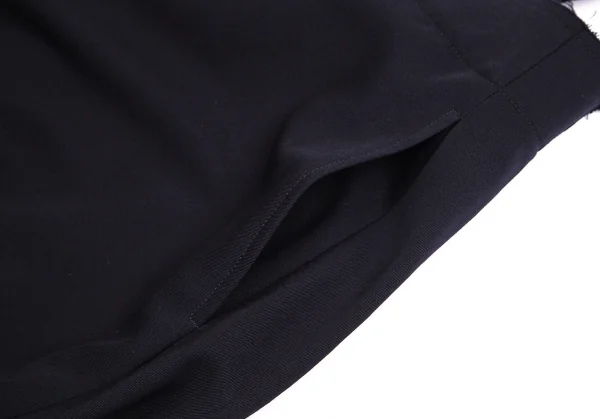 コムデギャルソンCOMME des GARCONS ウールギャバセンターカッティング裁ち切りハーフラップパンツ 紺S K-103114_006