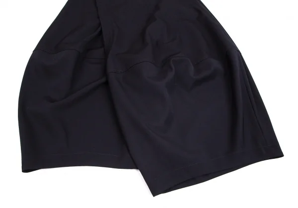 コムデギャルソンCOMME des GARCONS ウールギャバセンターカッティング裁ち切りハーフラップパンツ 紺S K-103114_007