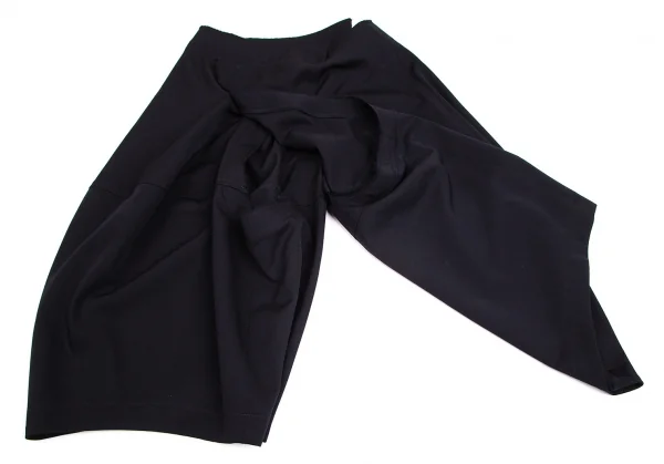 コムデギャルソンCOMME des GARCONS ウールギャバセンターカッティング裁ち切りハーフラップパンツ 紺S K-103114_008