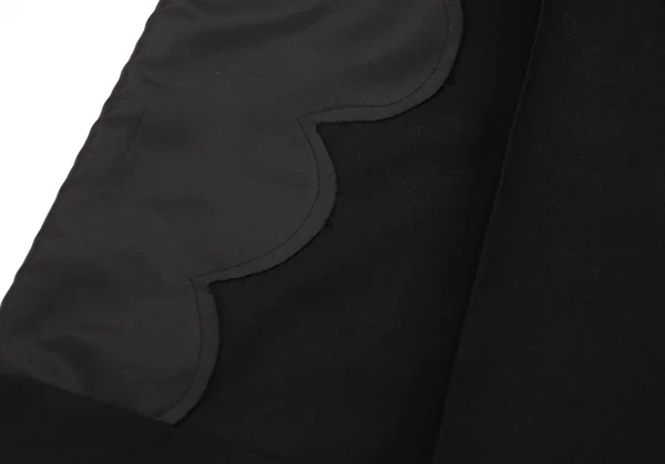 コムデギャルソンCOMME des GARCONS ウールフロントチュール花柄装飾カッティングデザインワイドパンツ 黒S K-103116_011