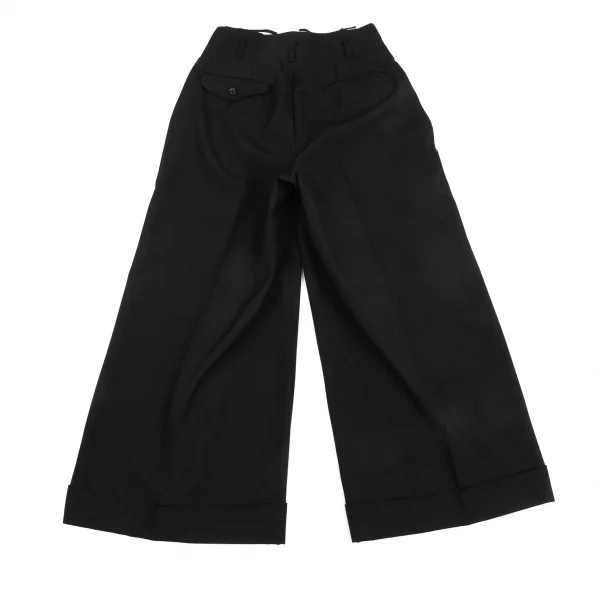 コムデギャルソンCOMME des GARCONS ウールフロントチュール花柄装飾カッティングデザインワイドパンツ 黒S K-103116_013