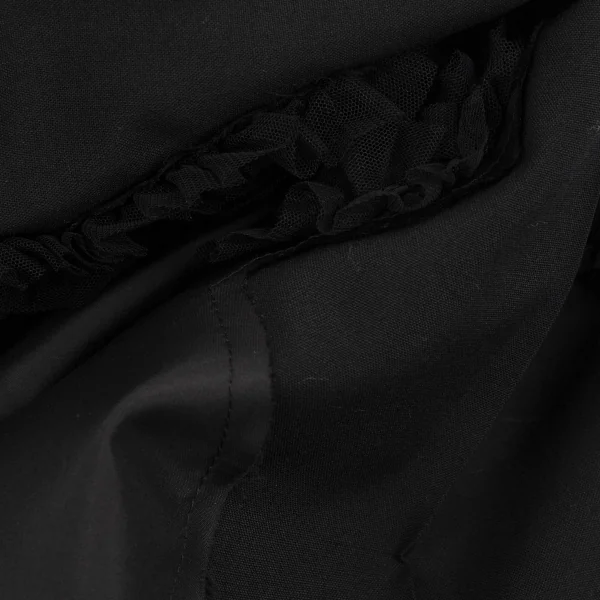 コムデギャルソンCOMME des GARCONS ウールフロントチュール花柄装飾カッティングデザインワイドパンツ 黒S K-103116_016