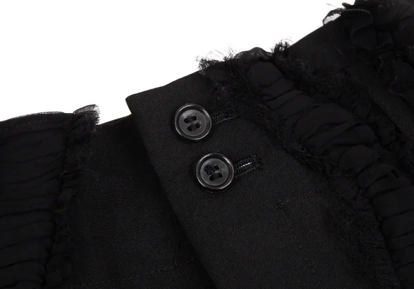 コムデギャルソンCOMME des GARCONS ウールフロントチュール花柄装飾カッティングデザインワイドパンツ 黒S K-103116_003