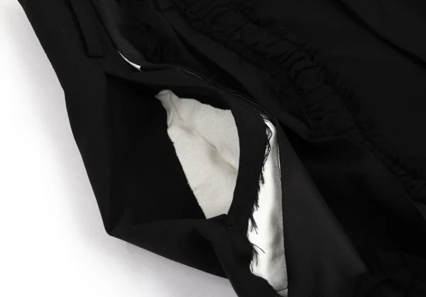 コムデギャルソンCOMME des GARCONS ウールフロントチュール花柄装飾カッティングデザインワイドパンツ 黒S K-103116_007