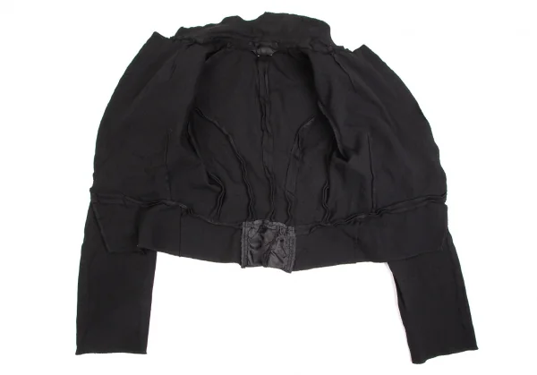コムデギャルソンCOMME des GARCONS エステルフリル貼り付けデザインボタンレスショートジャケット 黒S位 K-103119_010