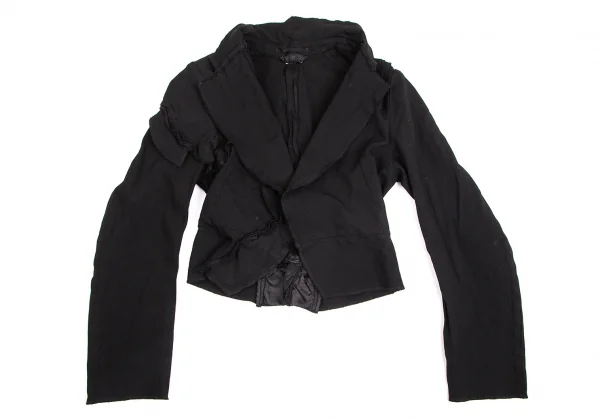 コムデギャルソンCOMME des GARCONS エステルフリル貼り付けデザインボタンレスショートジャケット 黒S位 K-103119_002