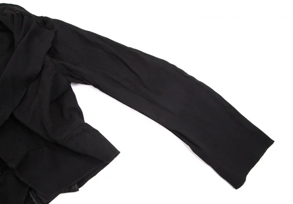 コムデギャルソンCOMME des GARCONS エステルフリル貼り付けデザインボタンレスショートジャケット 黒S位 K-103119_006