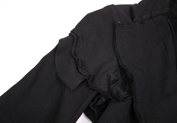 コムデギャルソンCOMME des GARCONS エステルフリル貼り付けデザインボタンレスショートジャケット 黒S位 K-103119_007