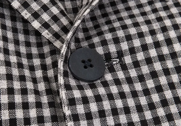 ラルディーニLARDINI 染めリネンウール花柄ボタンワンポイントギンガムチェックジャケット グレー黒50 K-103124_012