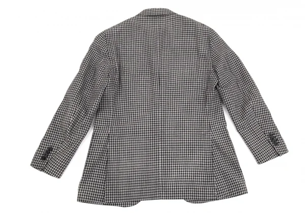 ラルディーニLARDINI 染めリネンウール花柄ボタンワンポイントギンガムチェックジャケット グレー黒50 K-103124_015