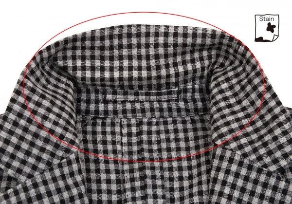 ラルディーニLARDINI 染めリネンウール花柄ボタンワンポイントギンガムチェックジャケット グレー黒50 K-103124_003