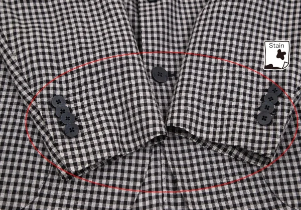 ラルディーニLARDINI 染めリネンウール花柄ボタンワンポイントギンガムチェックジャケット グレー黒50 K-103124_007