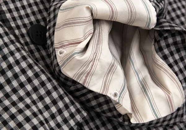 ラルディーニLARDINI 染めリネンウール花柄ボタンワンポイントギンガムチェックジャケット グレー黒50 K-103124_009