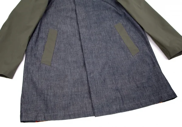 マッキントッシュMACKINTOSH EDIT. 異素材チェック切替デニムフライフロントフーテッドコート インディゴ他38 K-103127_013