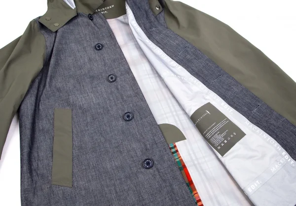 マッキントッシュMACKINTOSH EDIT. 異素材チェック切替デニムフライフロントフーテッドコート インディゴ他38 K-103127_015
