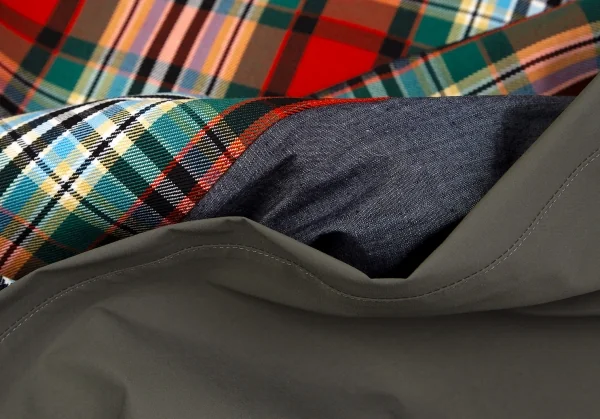 マッキントッシュMACKINTOSH EDIT. 異素材チェック切替デニムフライフロントフーテッドコート インディゴ他38 K-103127_018