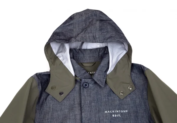 マッキントッシュMACKINTOSH EDIT. 異素材チェック切替デニムフライフロントフーテッドコート インディゴ他38 K-103127_005