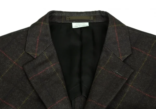 コムデギャルソン オムドゥCOMME des GARCONS HOMME DEUX ポリ斜行切替チェック3Bジャケット カーキL K-103135_003
