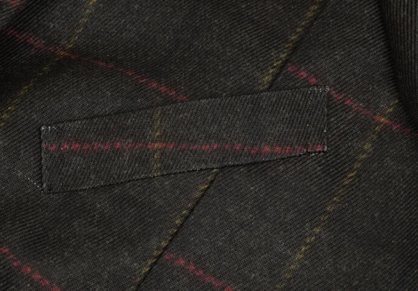 コムデギャルソン オムドゥCOMME des GARCONS HOMME DEUX ポリ斜行切替チェック3Bジャケット カーキL K-103135_007