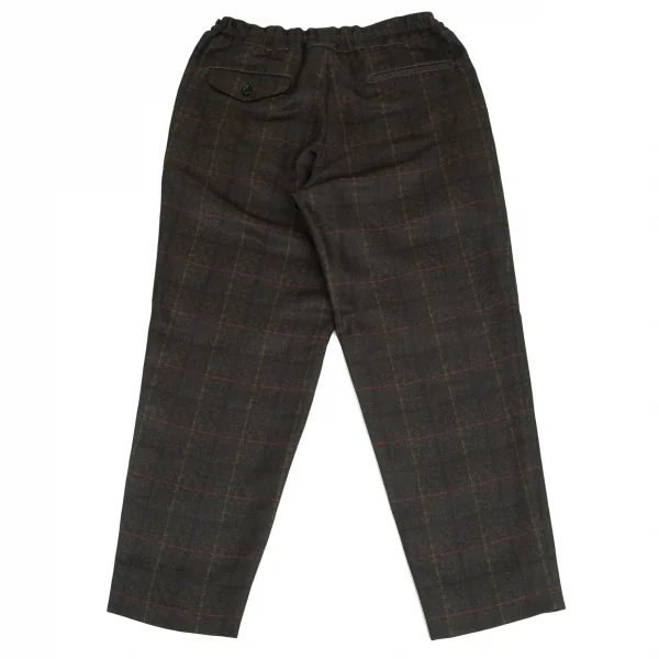 コムデギャルソン オムドゥCOMME des GARCONS HOMME DEUX ポリセンタータックデザインチェックテーパードパンツ カーキM K-103136_011