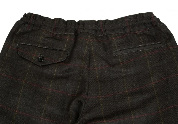 コムデギャルソン オムドゥCOMME des GARCONS HOMME DEUX ポリセンタータックデザインチェックテーパードパンツ カーキM K-103136_012