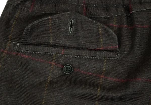 コムデギャルソン オムドゥCOMME des GARCONS HOMME DEUX ポリセンタータックデザインチェックテーパードパンツ カーキM K-103136_013