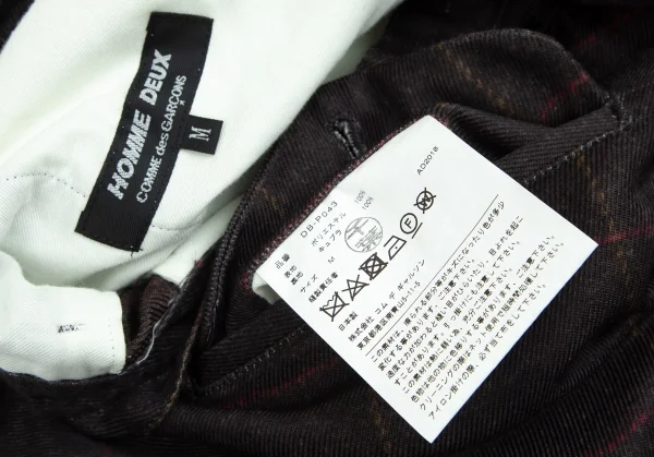 コムデギャルソン オムドゥCOMME des GARCONS HOMME DEUX ポリセンタータックデザインチェックテーパードパンツ カーキM K-103136_018