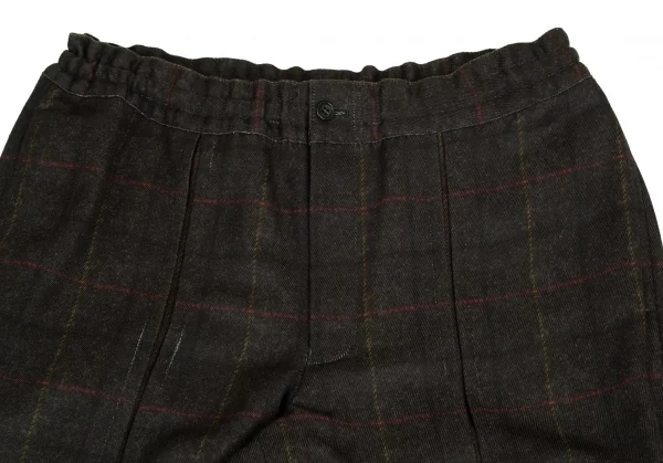 コムデギャルソン オムドゥCOMME des GARCONS HOMME DEUX ポリセンタータックデザインチェックテーパードパンツ カーキM K-103136_003