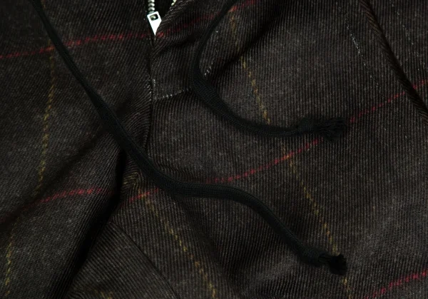 コムデギャルソン オムドゥCOMME des GARCONS HOMME DEUX ポリセンタータックデザインチェックテーパードパンツ カーキM K-103136_006