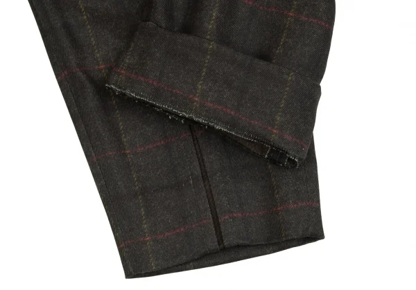 コムデギャルソン オムドゥCOMME des GARCONS HOMME DEUX ポリ斜行切替チェックセットアップ カーキL/M K-103137_015