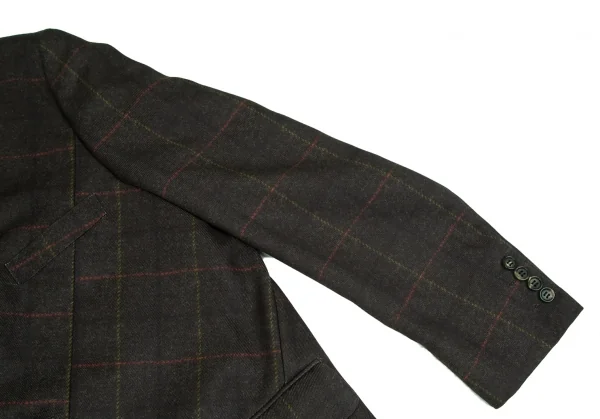 コムデギャルソン オムドゥCOMME des GARCONS HOMME DEUX ポリ斜行切替チェックセットアップ カーキL/M K-103137_004