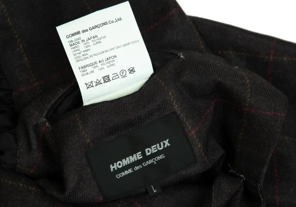 コムデギャルソン オムドゥCOMME des GARCONS HOMME DEUX ポリ斜行切替チェックセットアップ カーキL/M K-103137_009
