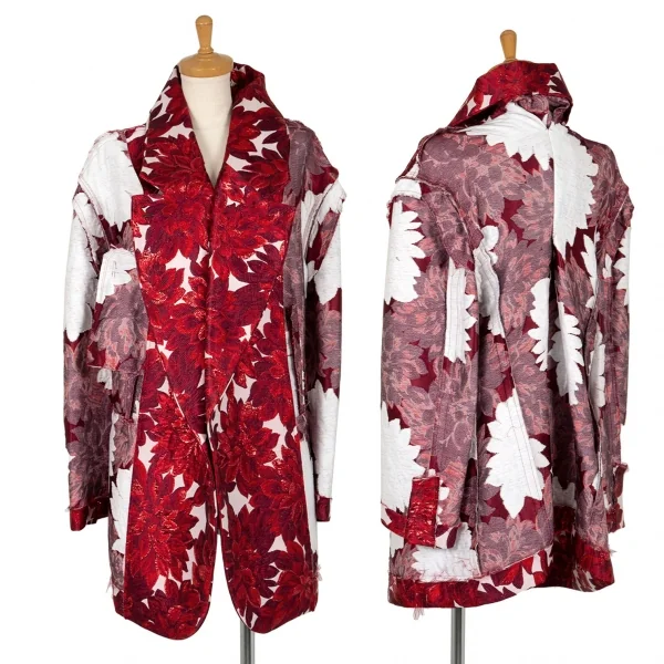 コムデギャルソンCOMME des GARCONS ダリアジャガードインサイドアウトビッグシルエットジャケット 白赤S K-103158_001